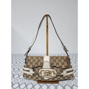 Gucci Horsebit Chain Flap Shoulder Bag Brown/Beige/Cream